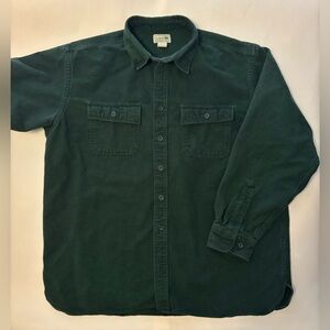 Vtg L.L. Bean Chamois men’s XL Dark Green flannel button up Shirt long sleeve